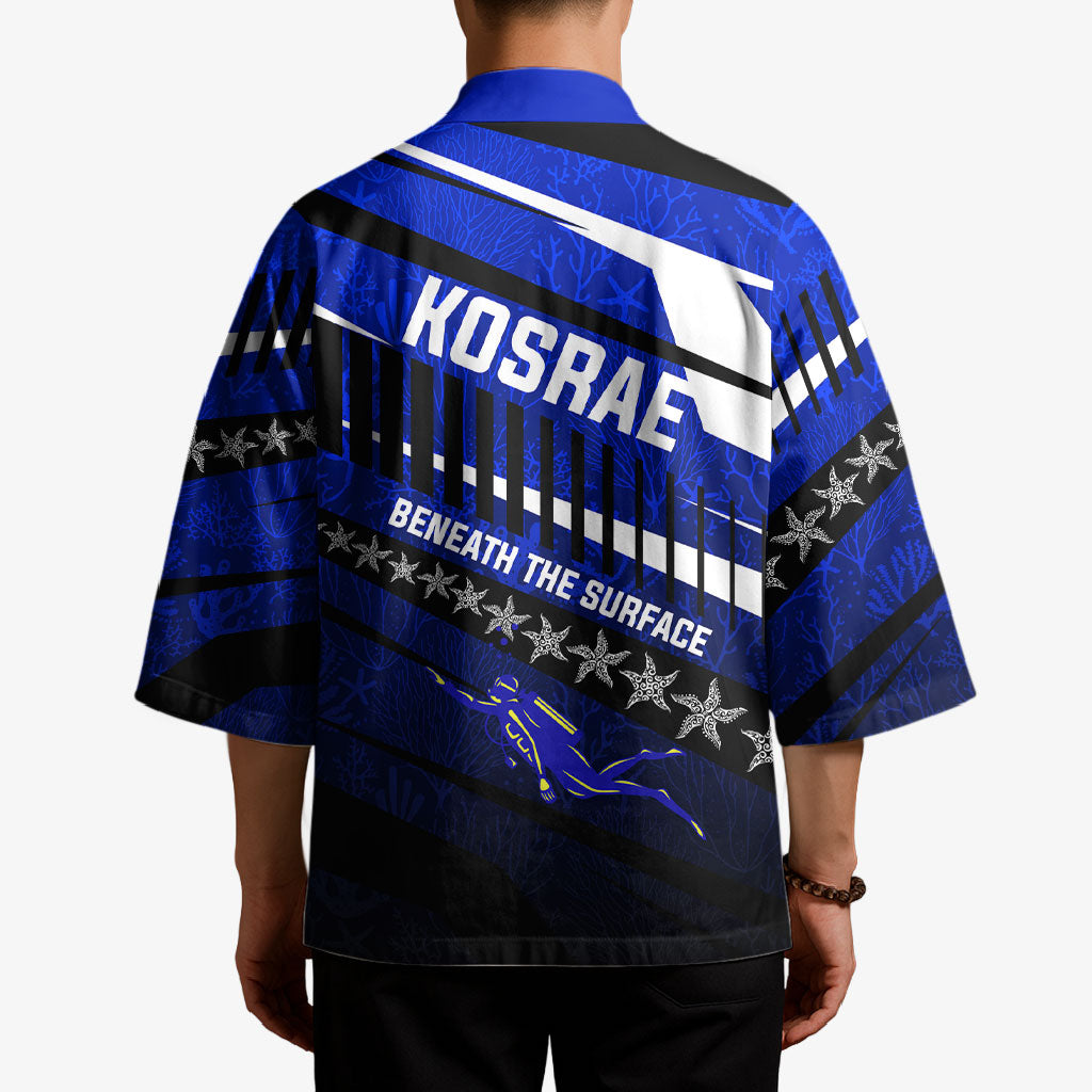 Kosrae Deep Sea Scuba Diving Kimono Blue Hole Beneath The Surface Coral Reef Graphic Art TS04 - Polynesian Pride