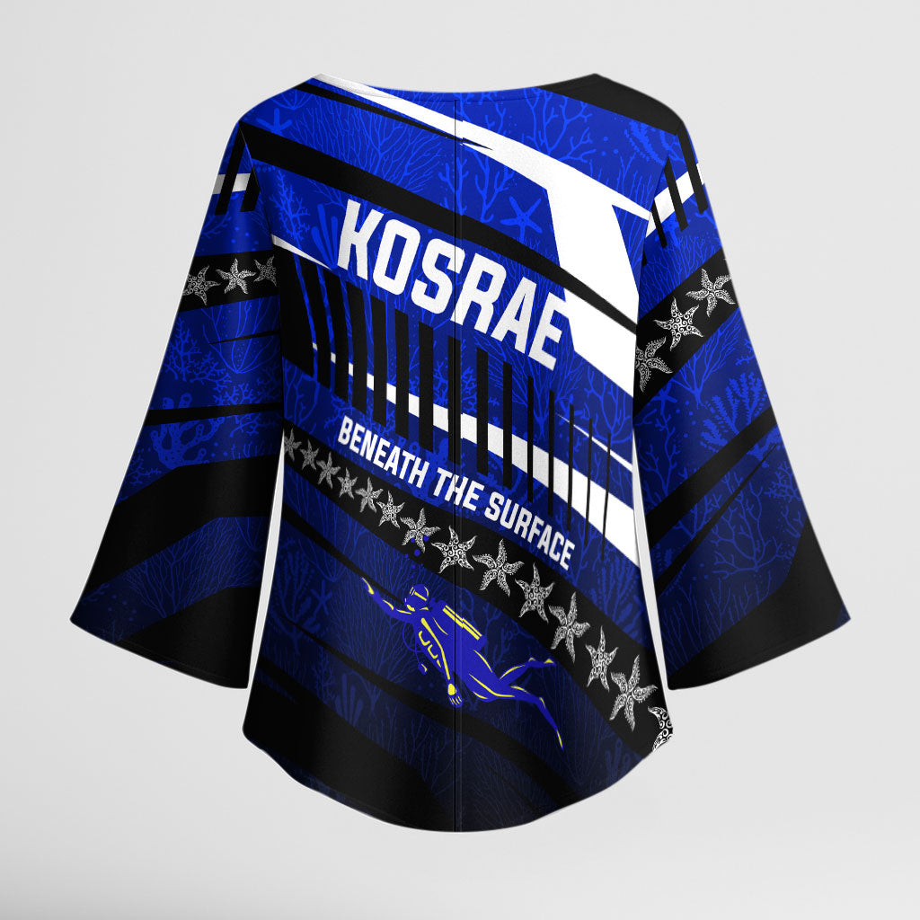 Kosrae Deep Sea Scuba Diving Kimono Sleeve Blouse Blue Hole Beneath The Surface Coral Reef Graphic Art TS04 - Polynesian Pride