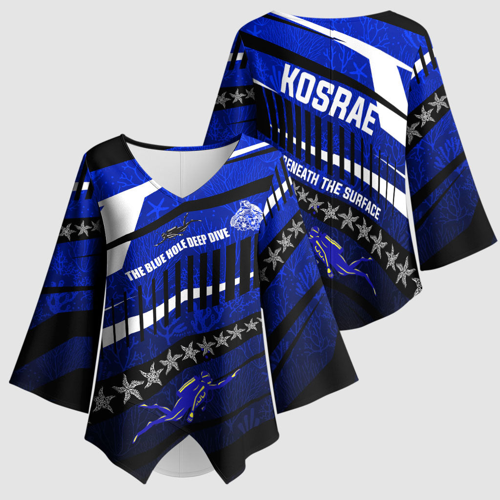 Kosrae Deep Sea Scuba Diving Kimono Sleeve Blouse Blue Hole Beneath The Surface Coral Reef Graphic Art TS04 - Polynesian Pride