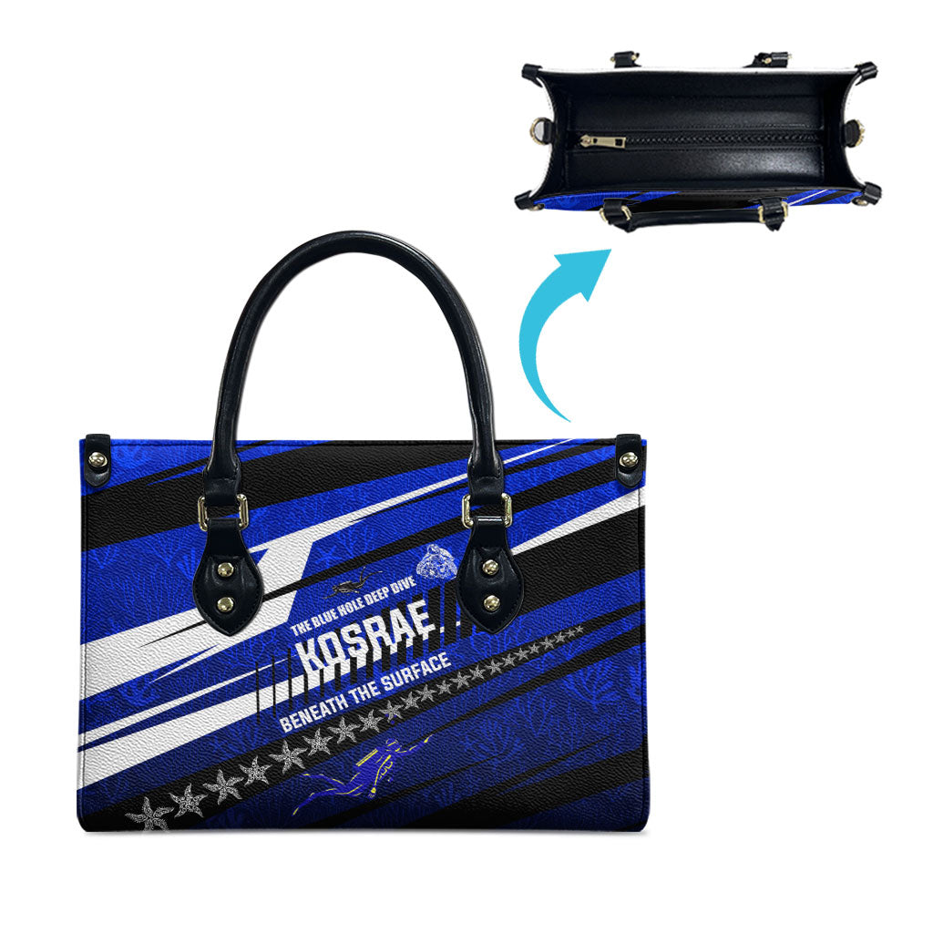 Kosrae Deep Sea Scuba Diving Leather Bag Blue Hole Beneath The Surface Coral Reef Graphic Art TS04 - Polynesian Pride