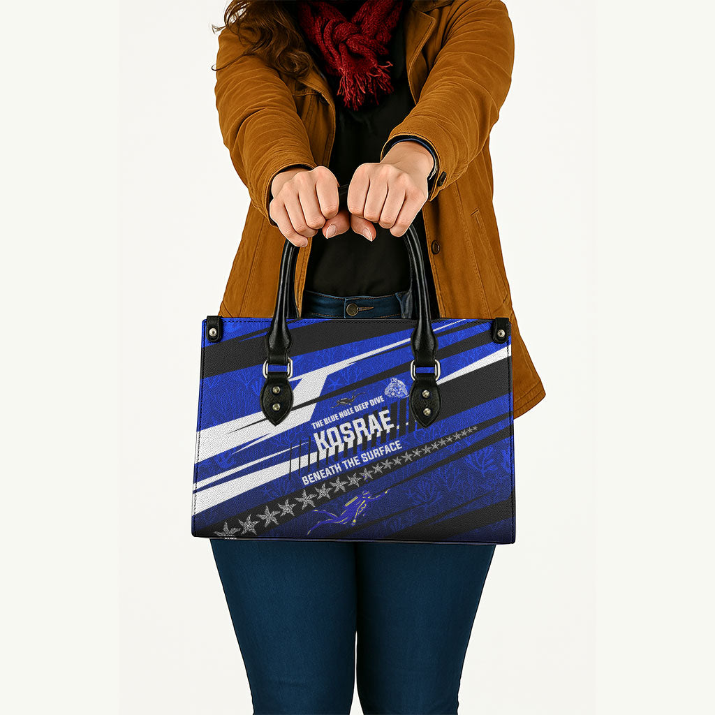 Kosrae Deep Sea Scuba Diving Leather Bag Blue Hole Beneath The Surface Coral Reef Graphic Art TS04 - Polynesian Pride
