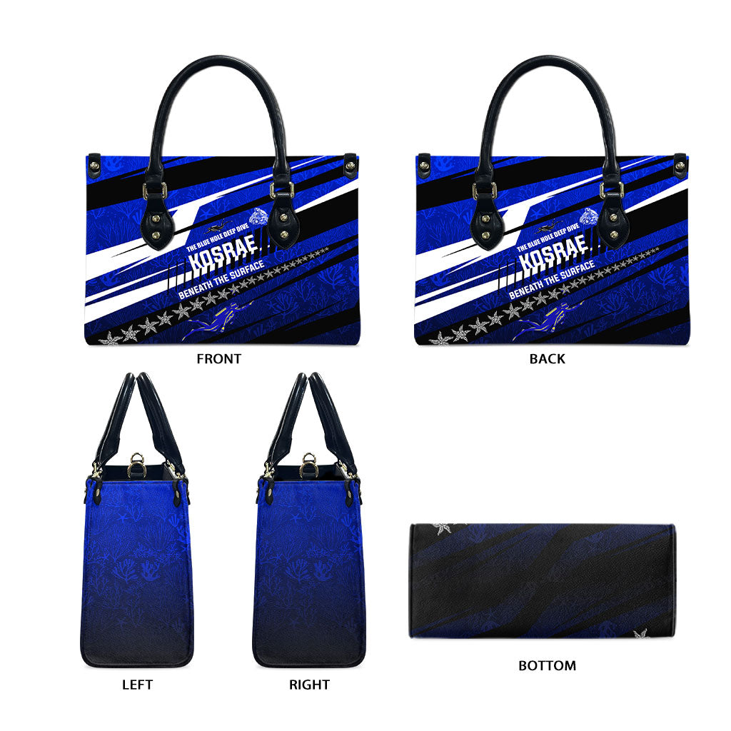 Kosrae Deep Sea Scuba Diving Leather Bag Blue Hole Beneath The Surface Coral Reef Graphic Art TS04 - Polynesian Pride