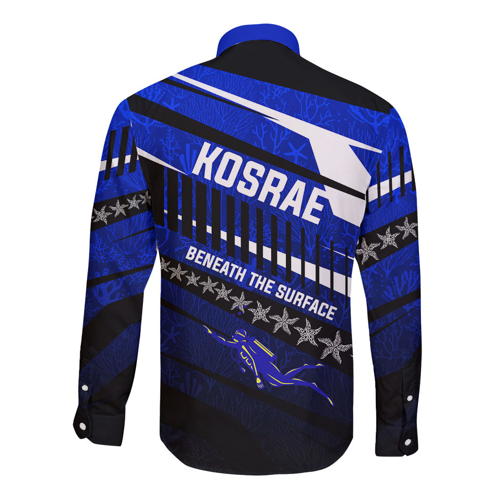 Kosrae Deep Sea Scuba Diving Long Sleeve Button Shirt Blue Hole Beneath The Surface Coral Reef Graphic Art TS04 - Polynesian Pride