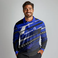 Kosrae Deep Sea Scuba Diving Long Sleeve Polo Shirt Blue Hole Beneath The Surface Coral Reef Graphic Art TS04 - Polynesian Pride