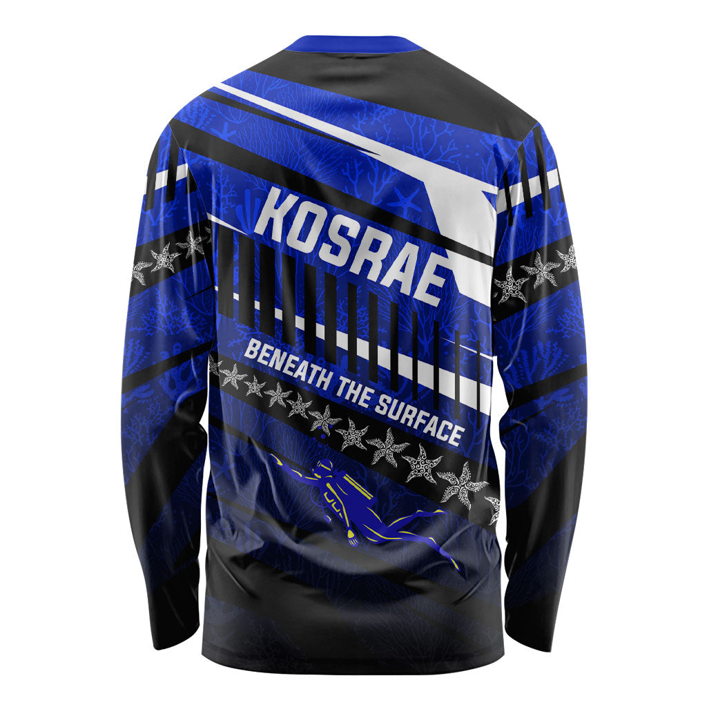 Kosrae Deep Sea Scuba Diving Long Sleeve Shirt Blue Hole Beneath The Surface Coral Reef Graphic Art TS04 - Polynesian Pride