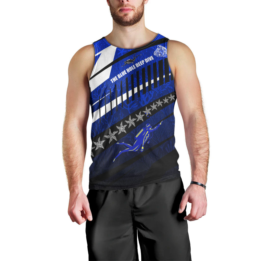 Kosrae Deep Sea Scuba Diving Men Tank Top Blue Hole Beneath The Surface Coral Reef Graphic Art TS04 - Polynesian Pride