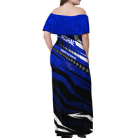 Kosrae Deep Sea Scuba Diving Off Shoulder Maxi Dress Blue Hole Beneath The Surface Coral Reef Graphic Art TS04 - Polynesian Pride