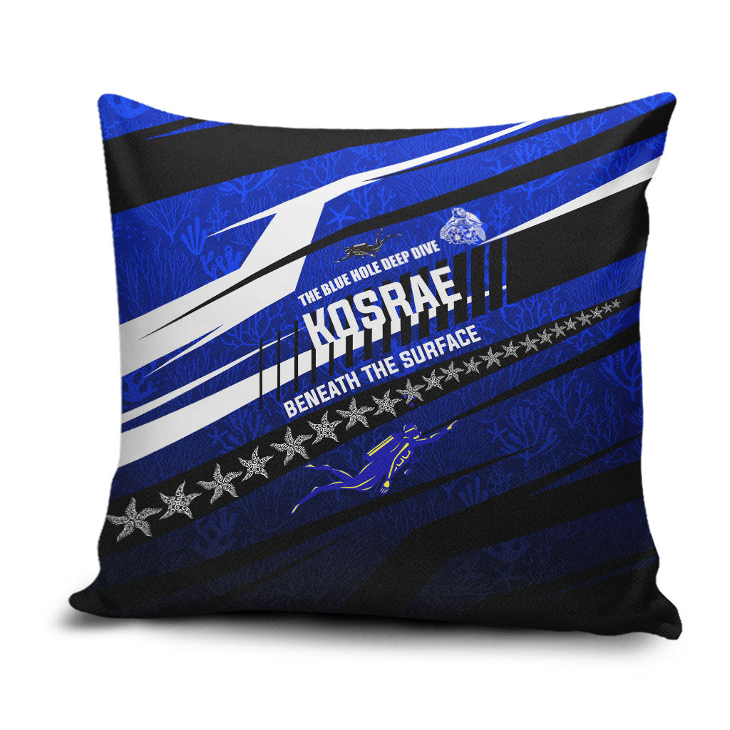 Kosrae Deep Sea Scuba Diving Pillow Cover Blue Hole Beneath The Surface Coral Reef Graphic Art TS04 Blue Black - Polynesian Pride