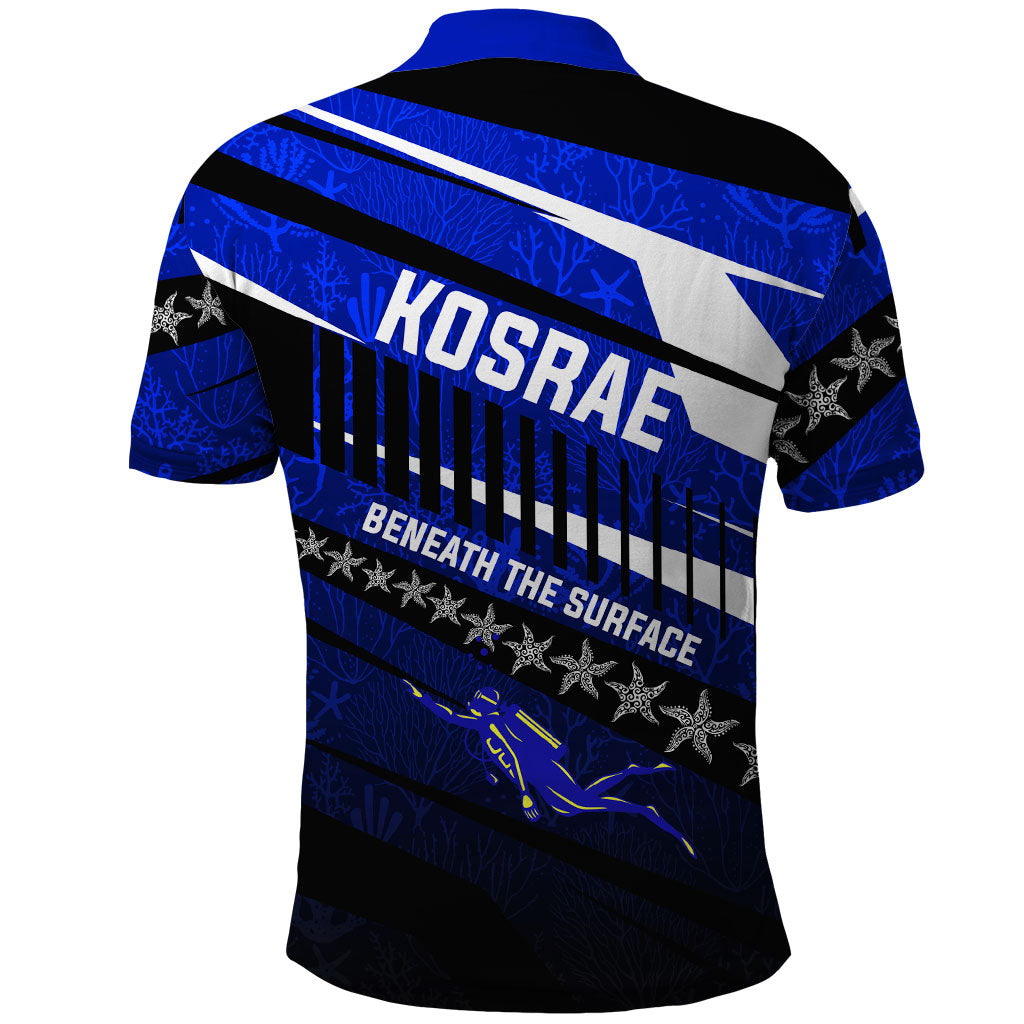 Kosrae Deep Sea Scuba Diving Polo Shirt Blue Hole Beneath The Surface Coral Reef Graphic Art TS04 - Polynesian Pride