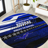 Kosrae Deep Sea Scuba Diving Round Carpet Blue Hole Beneath The Surface Coral Reef Graphic Art TS04 Blue Black - Polynesian Pride