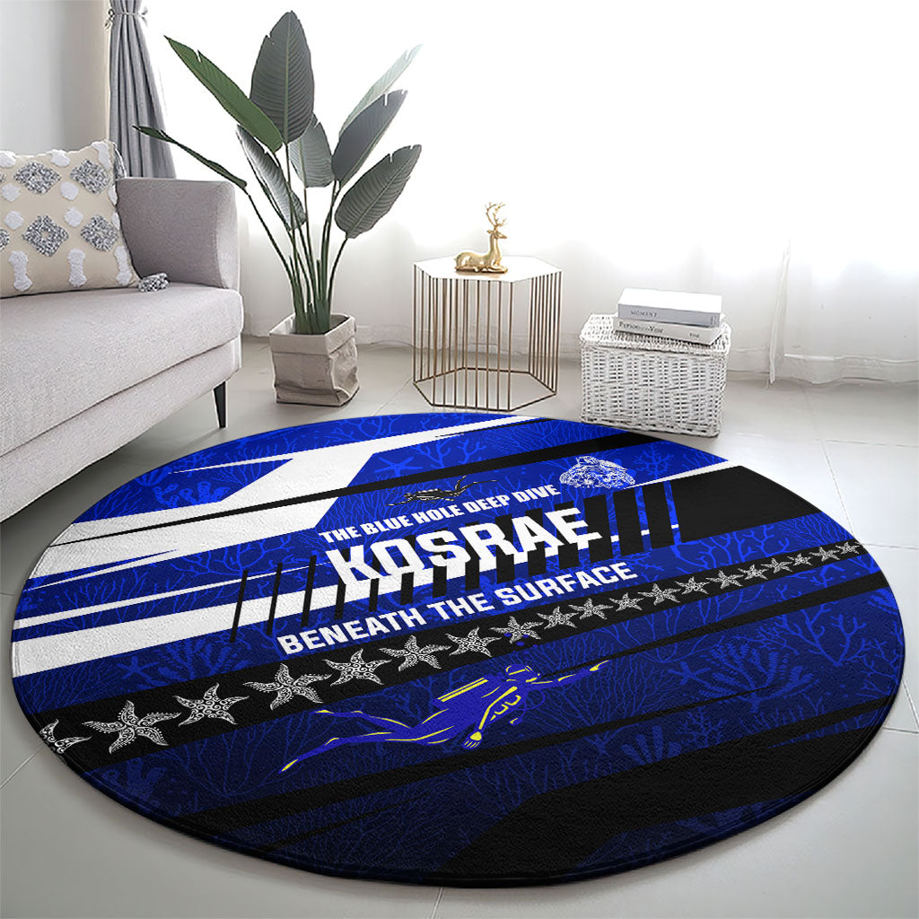 Kosrae Deep Sea Scuba Diving Round Carpet Blue Hole Beneath The Surface Coral Reef Graphic Art TS04 - Polynesian Pride