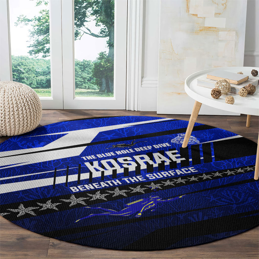 Kosrae Deep Sea Scuba Diving Round Carpet Blue Hole Beneath The Surface Coral Reef Graphic Art TS04 - Polynesian Pride