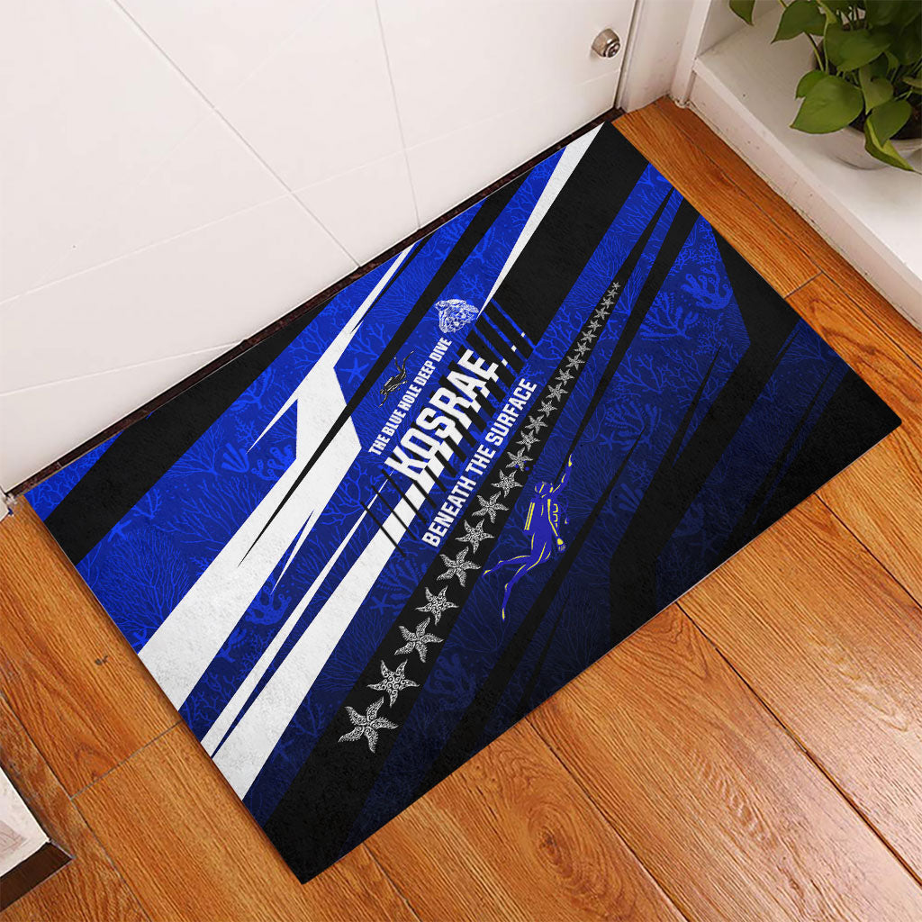 Kosrae Deep Sea Scuba Diving Rubber Doormat Blue Hole Beneath The Surface Coral Reef Graphic Art TS04 - Polynesian Pride