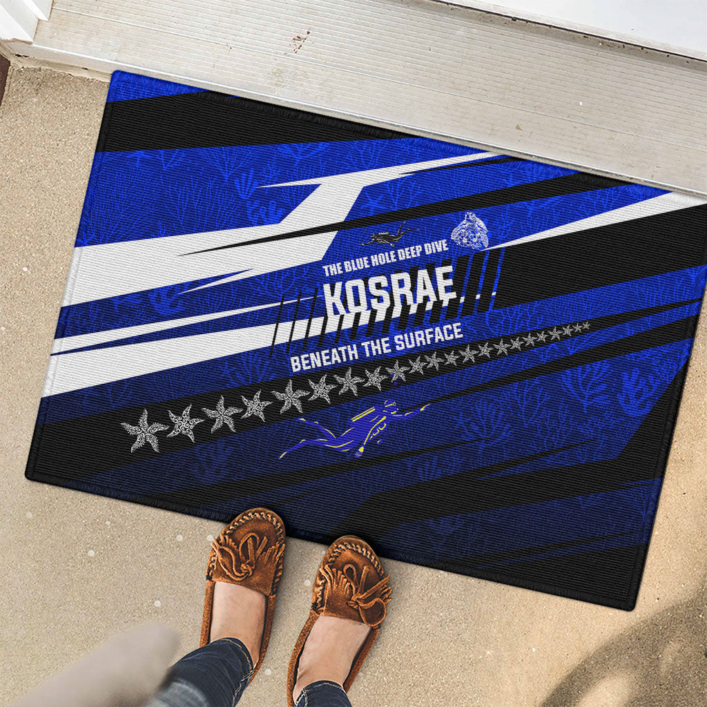 Kosrae Deep Sea Scuba Diving Rubber Doormat Blue Hole Beneath The Surface Coral Reef Graphic Art TS04 - Polynesian Pride
