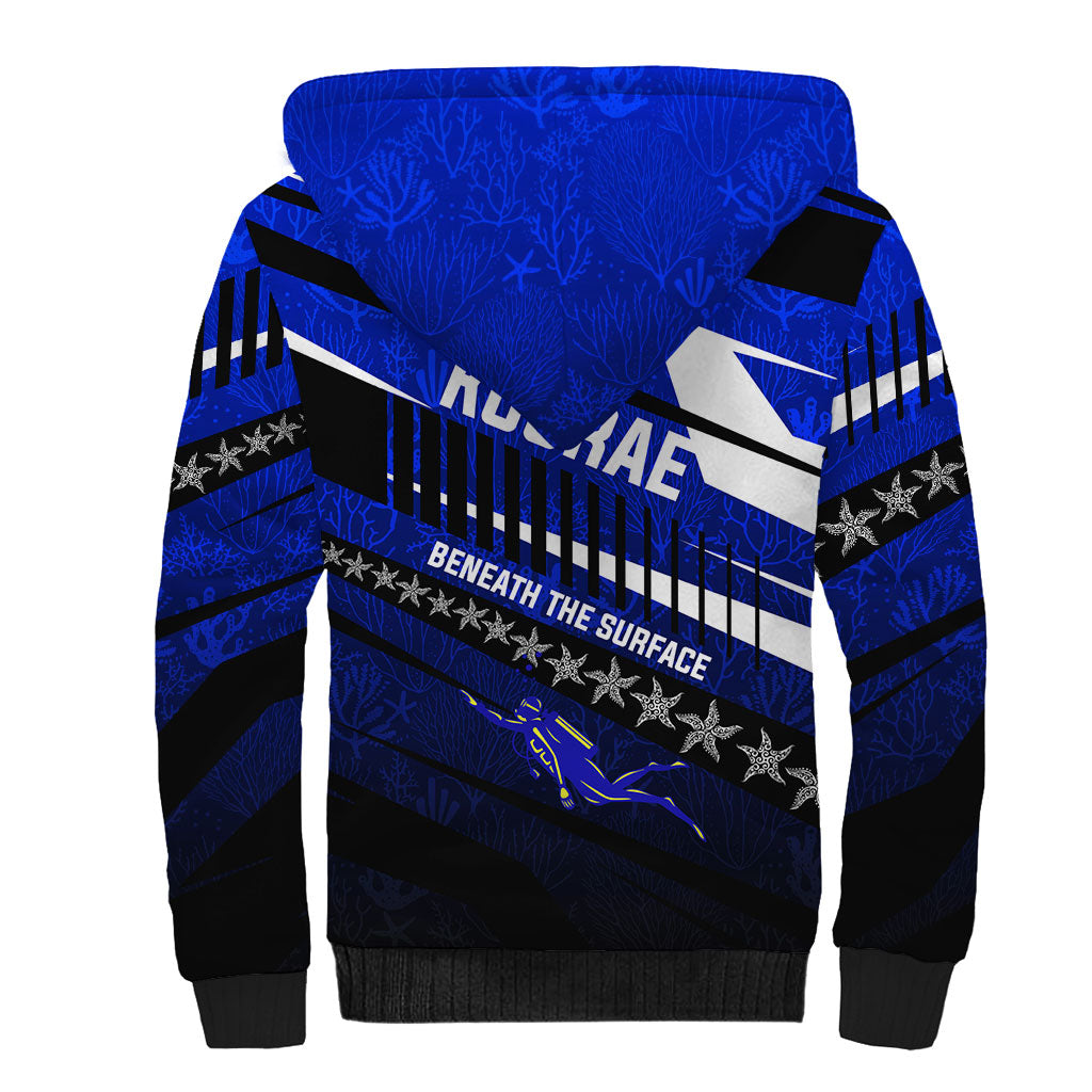 Kosrae Deep Sea Scuba Diving Sherpa Hoodie Blue Hole Beneath The Surface Coral Reef Graphic Art TS04 - Polynesian Pride