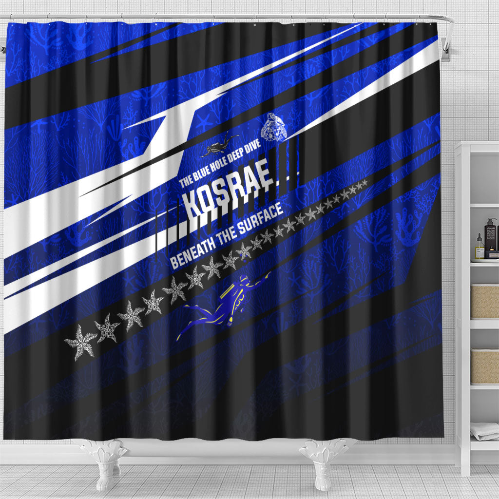Kosrae Deep Sea Scuba Diving Shower Curtain Blue Hole Beneath The Surface Coral Reef Graphic Art TS04 - Polynesian Pride