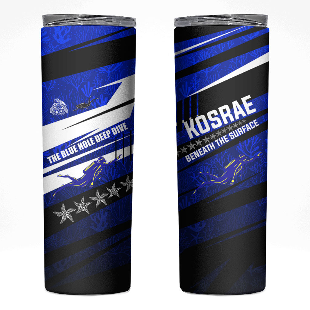 Kosrae Deep Sea Scuba Diving Skinny Tumbler Blue Hole Beneath The Surface Coral Reef Graphic Art TS04 Blue Black - Polynesian Pride