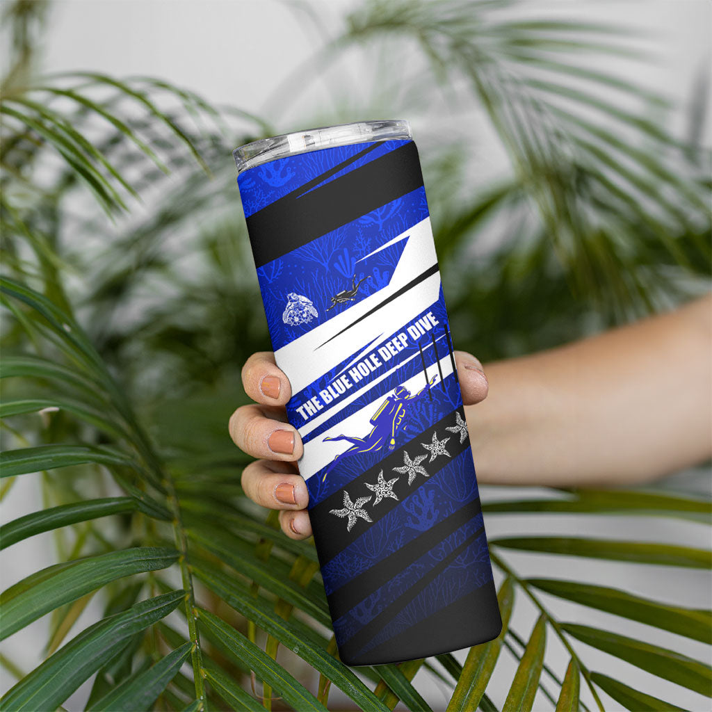 Kosrae Deep Sea Scuba Diving Skinny Tumbler Blue Hole Beneath The Surface Coral Reef Graphic Art TS04 - Polynesian Pride
