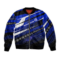 Kosrae Deep Sea Scuba Diving Sleeve Zip Bomber Jacket Blue Hole Beneath The Surface Coral Reef Graphic Art TS04 Unisex Blue Black - Polynesian Pride