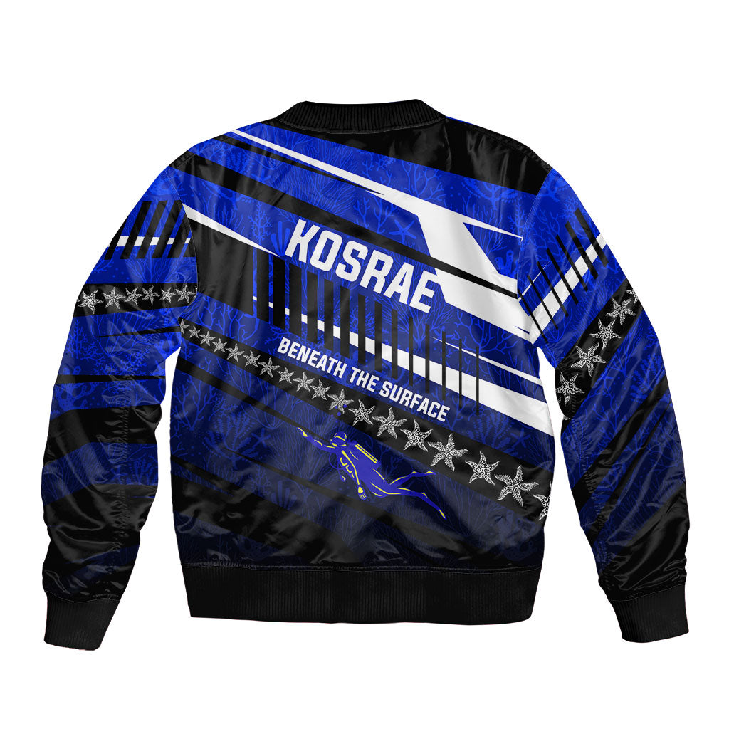 Kosrae Deep Sea Scuba Diving Sleeve Zip Bomber Jacket Blue Hole Beneath The Surface Coral Reef Graphic Art TS04 - Polynesian Pride