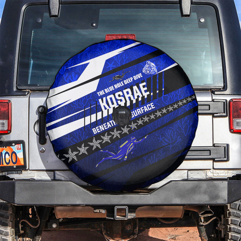 Kosrae Deep Sea Scuba Diving Spare Tire Cover Blue Hole Beneath The Surface Coral Reef Graphic Art TS04 Blue Black - Polynesian Pride