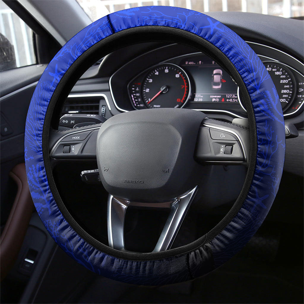 Kosrae Deep Sea Scuba Diving Steering Wheel Cover Blue Hole Beneath The Surface Coral Reef Graphic Art TS04 - Polynesian Pride