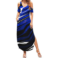 Kosrae Deep Sea Scuba Diving Summer Maxi Dress Blue Hole Beneath The Surface Coral Reef Graphic Art TS04 Women Blue Black - Polynesian Pride