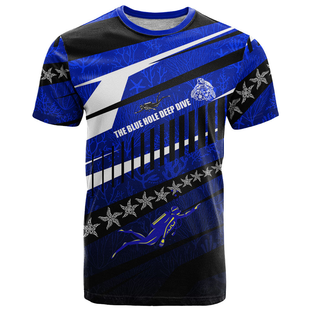 Kosrae Deep Sea Scuba Diving T Shirt Blue Hole Beneath The Surface Coral Reef Graphic Art TS04 Blue Black - Polynesian Pride