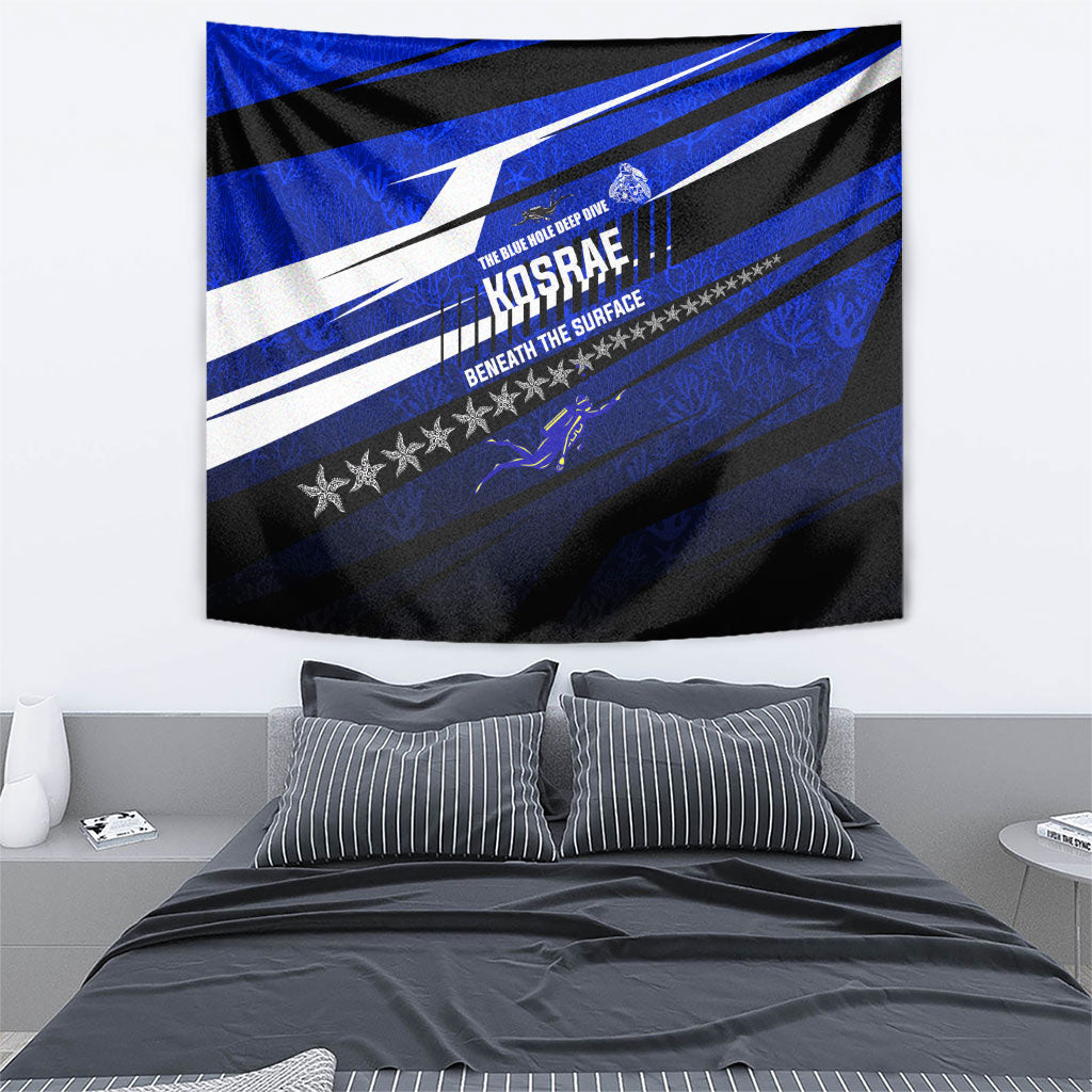 Kosrae Deep Sea Scuba Diving Tapestry Blue Hole Beneath The Surface Coral Reef Graphic Art TS04 - Polynesian Pride