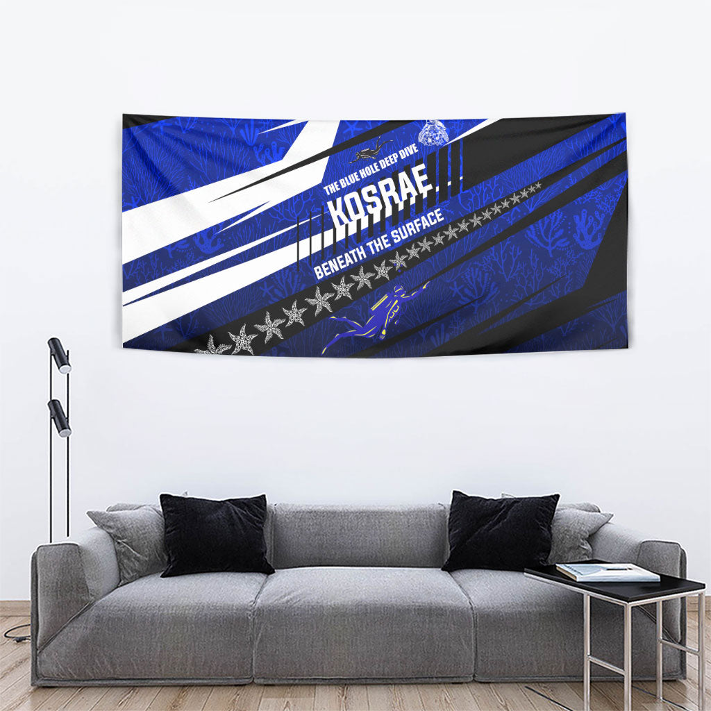Kosrae Deep Sea Scuba Diving Tapestry Blue Hole Beneath The Surface Coral Reef Graphic Art TS04 - Polynesian Pride
