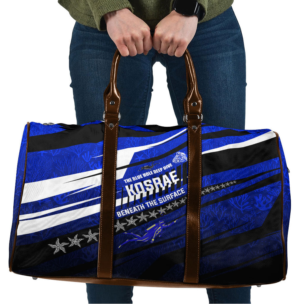 Kosrae Deep Sea Scuba Diving Travel Bag Blue Hole Beneath The Surface Coral Reef Graphic Art TS04 Blue Black - Polynesian Pride