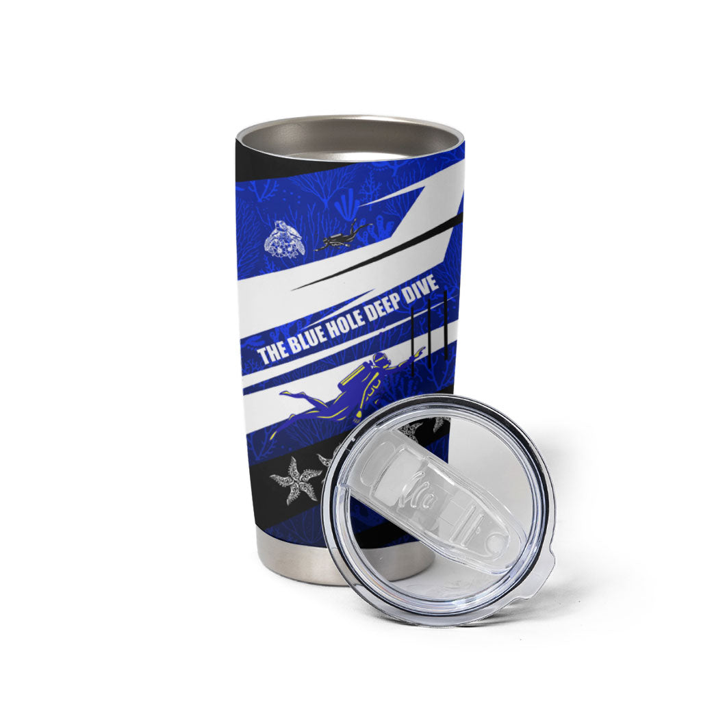 Kosrae Deep Sea Scuba Diving Tumbler Cup Blue Hole Beneath The Surface Coral Reef Graphic Art TS04 - Polynesian Pride