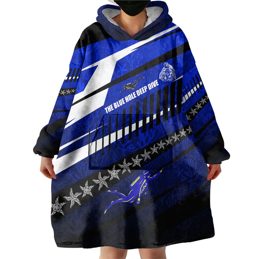 Kosrae Deep Sea Scuba Diving Wearable Blanket Hoodie Blue Hole Beneath The Surface Coral Reef Graphic Art TS04 - Polynesian Pride