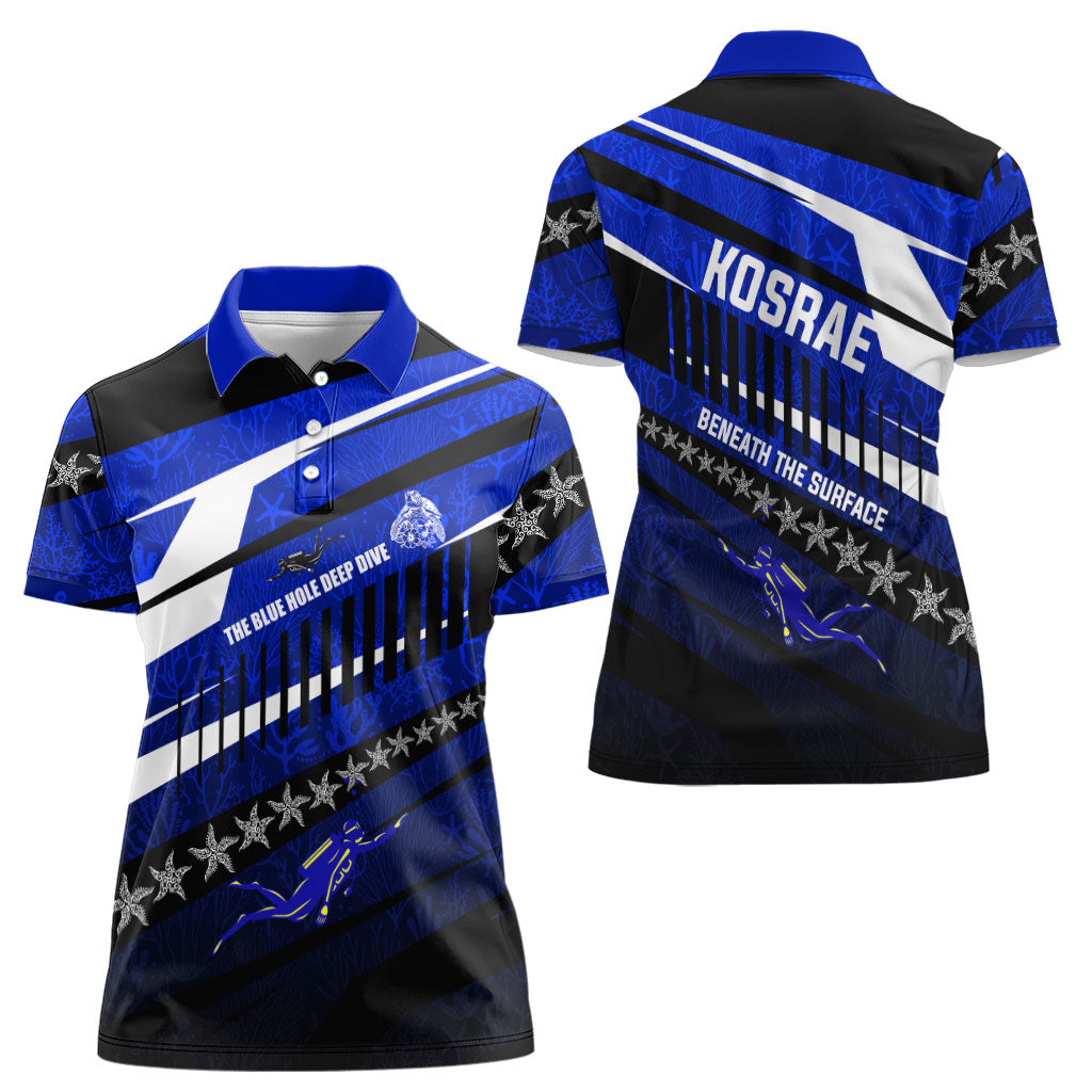 Kosrae Deep Sea Scuba Diving Women Polo Shirt Blue Hole Beneath The Surface Coral Reef Graphic Art TS04 - Polynesian Pride