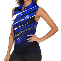 Kosrae Deep Sea Scuba Diving Women Sleeveless Polo Shirt Blue Hole Beneath The Surface Coral Reef Graphic Art