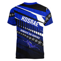 Kosrae Deep Sea Scuba Diving Women V-Neck T-Shirt Blue Hole Beneath The Surface Coral Reef Graphic Art TS04 - Polynesian Pride