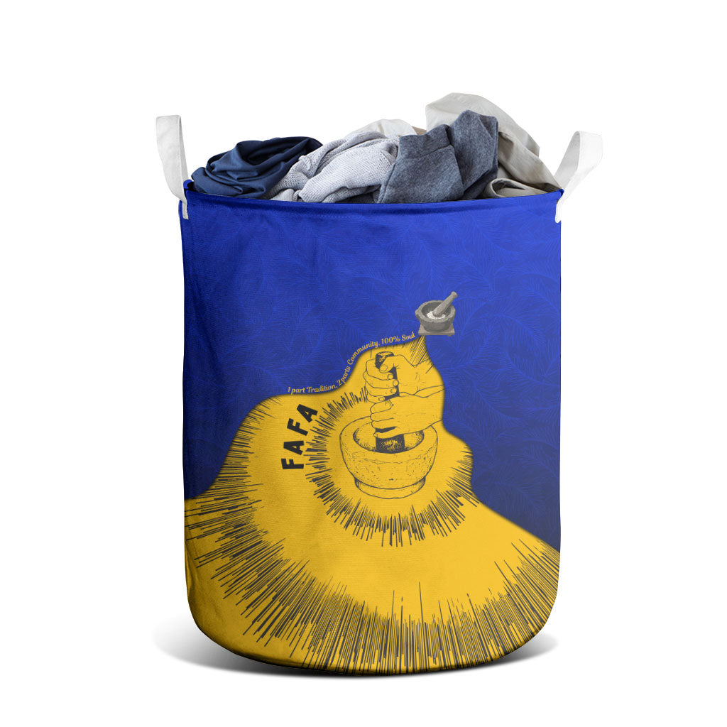 Kosrae Fafa Culinary Heritage Laundry Basket Kosraean Gold Taro Tradition Illustration With Coconut Leaves TS04 - Polynesian Pride