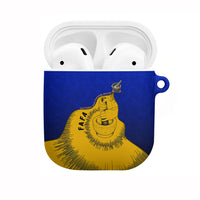 Kosrae Fafa Culinary Heritage AirPods Case Kosraean Gold Taro Tradition Illustration With Coconut Leaves TS04 Blue Yellow - Polynesian Pride