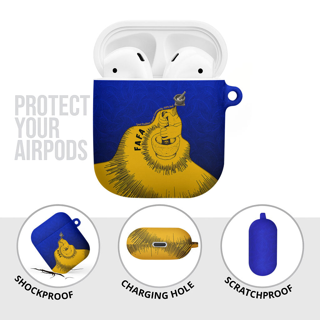 Kosrae Fafa Culinary Heritage AirPods Case Kosraean Gold Taro Tradition Illustration With Coconut Leaves TS04 - Polynesian Pride