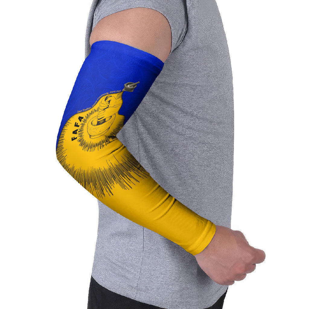 Kosrae Fafa Culinary Heritage Arm Sleeves Kosraean Gold Taro Tradition Illustration With Coconut Leaves TS04 - Polynesian Pride