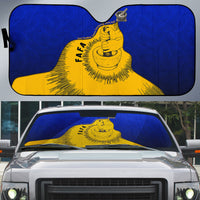 Kosrae Fafa Culinary Heritage Auto Sun Shade Kosraean Gold Taro Tradition Illustration With Coconut Leaves TS04 Blue Yellow - Polynesian Pride