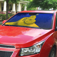 Kosrae Fafa Culinary Heritage Auto Sun Shade Kosraean Gold Taro Tradition Illustration With Coconut Leaves TS04 - Polynesian Pride