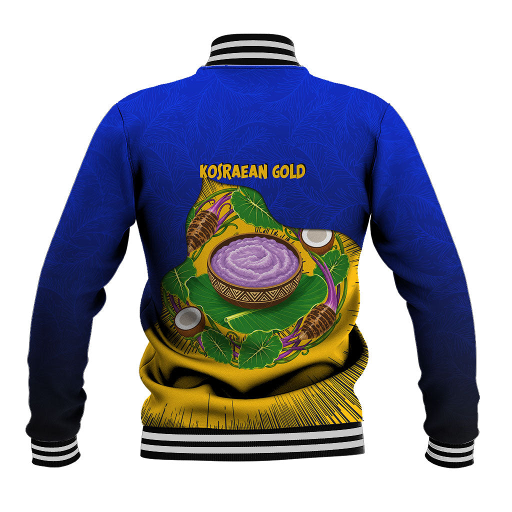 Kosrae Fafa Culinary Heritage Baseball Jacket Kosraean Gold Taro Tradition Illustration With Coconut Leaves TS04 - Polynesian Pride