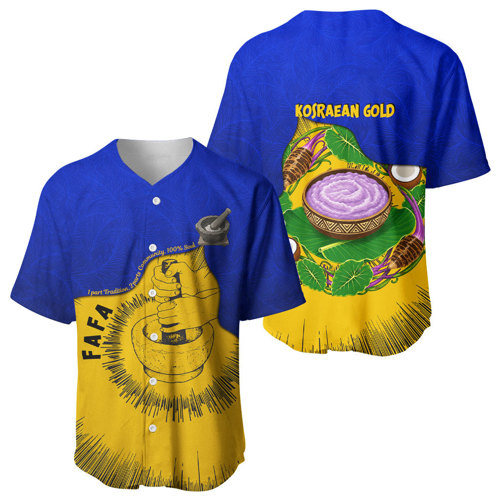 Kosrae Fafa Culinary Heritage Baseball Jersey Kosraean Gold Taro Tradition Illustration With Coconut Leaves TS04 - Polynesian Pride