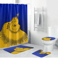 Kosrae Fafa Culinary Heritage Bathroom Set Kosraean Gold Taro Tradition Illustration With Coconut Leaves TS04 Bathroom Set (4 pcs) Blue Yellow - Polynesian Pride