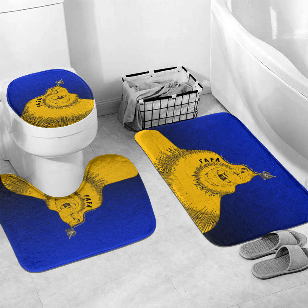 Kosrae Fafa Culinary Heritage Bathroom Set Kosraean Gold Taro Tradition Illustration With Coconut Leaves TS04 Mat Set Only (3 pcs) One Size Blue Yellow - Polynesian Pride