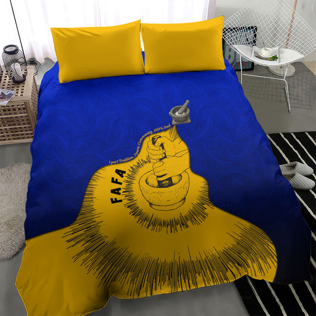 Kosrae Fafa Culinary Heritage Bedding Set Kosraean Gold Taro Tradition Illustration With Coconut Leaves TS04 - Polynesian Pride