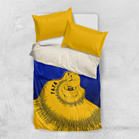 Kosrae Fafa Culinary Heritage Bedding Set Kosraean Gold Taro Tradition Illustration With Coconut Leaves TS04 US Twin 172cm x 218cm Blue Yellow - Polynesian Pride