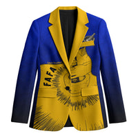 Kosrae Fafa Culinary Heritage Blazer Kosraean Gold Taro Tradition Illustration With Coconut Leaves TS04 Unisex Blue Yellow - Polynesian Pride