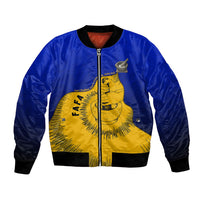 Kosrae Fafa Culinary Heritage Bomber Jacket Kosraean Gold Taro Tradition Illustration With Coconut Leaves TS04 Unisex Blue Yellow - Polynesian Pride